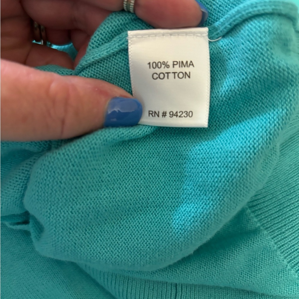 Paul Fredrick Blue V-Neck‎ Sweater Relaxed Fit - Picture 4 of 4